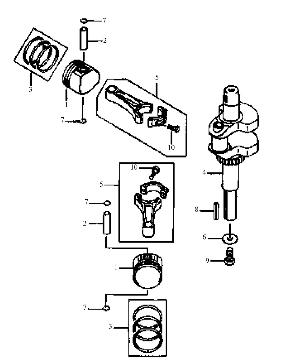 Fh500v-As14 Piston And Crankshaft Diagram and Parts List for HF1748 55AF3D4V150-WAM Cub Cadet Lawn Mower